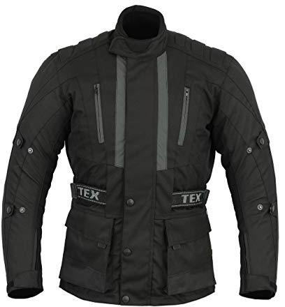 Texpeed Motorradjacke herren mit protektoren - Motorrad Biker Wasserdicht Jacke Mit Rüstung (EN 1621-1) Schwarz - 8XL