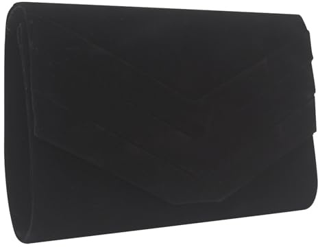 Best World 4 Yu Wocharm Womens V Shape Suede Clutch Evening Prom Purse Bridal Shoulder Handbags(Black)