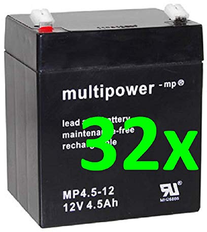 Batterie compatible pour onduleur APC SMART-UPS RT 8000 SURTD8000XLI 2X RBC44 RBC 44 32x 12V 4,5Ah