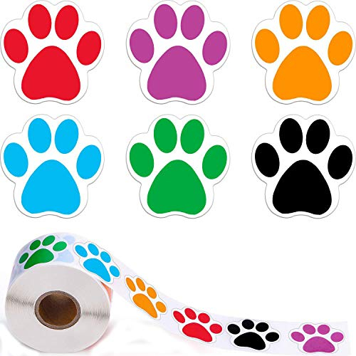 YUEMING Eine Rolle von 500 Stücke Hunde Pfoten Druck Aufkleber Pfotenabdruck Bärentatze Etiketten Aufkleber, Tiermodellierung Wandtattoo Kinderspielzeug Aufkleber