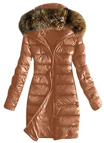 KEERADS Damen Winterjacke Wintermantel Lange Daunenjacke Jacke Outwear Frauen Winter Warm Daunenmantel mit Pelzkragen Mantel Steppmantel