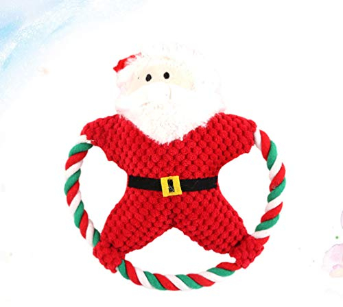 Amosfun Weihnachten Haustier Hund Spielzeug Weihnachten Zähneknirschen Sound Plüschtier Urlaub Haustier Weihnachtsmann Spielen Spielzeug (rot)