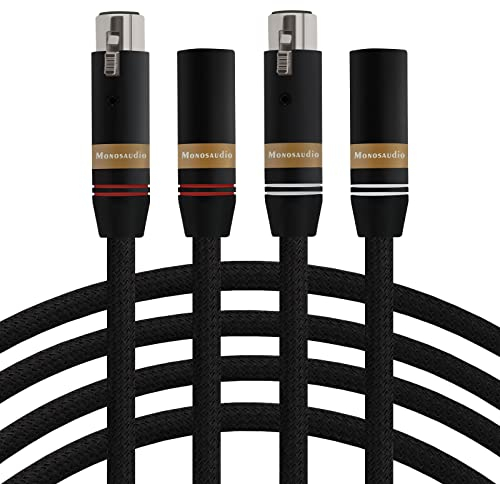 Monosaudio 17AWG Audiophile XLR Cable XLR Balanced Audio Cable OFC Copper Silver Plated XLR Interconnect 2XLR Male to 2XLR Female Signal Cord for Microphone, Studio Recording, Stage, DJ(2M/6.6Ft)
