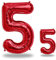 FUNXGO® folienballon 5 rot - 2 Stück - 42 & 17- luftballon zahl 5 - Zahlen rot Ballon 5 Deko zum Geburtstag, Hochzeit, Jubiläum oder Fest, Party Dekoration -100cm & 38cm- ballon rot 5