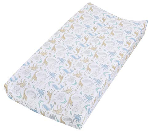 aden + anais™ essentials Baumwoll-Musselin-Wickelauflagenbezug, Super weich & atmungsaktiv aus 100% Baumwolle, taillierte Passform, natural history