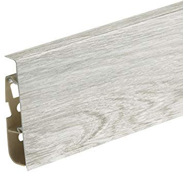 Plastic Skirting Board - High Line 2.5m PVC Skirting Board with Wire Cover Design - Santiago Ash - M289