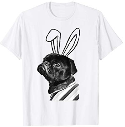 Ostern Schwarzer Mops Hund Osterhase Mopsbesitzer Frauchen T-Shirt