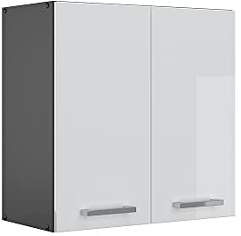 Vicco Hängeschrank R-Line, hängender Küchenschrank, Weiß Hochglanz/Anthrazit, 60 cm