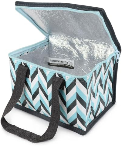 Fashion Stationery Insulated Lunch Bag, Mint Chevron, Folding Cooler
