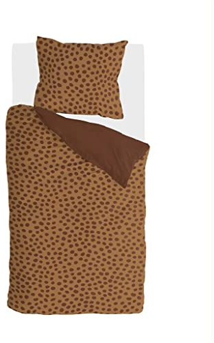 Walra Bettwäsche-Set Spots & Dots, 100% Baumwolle, 135x200, Wendebettwäsche, 2-teilig, Warmes Braun