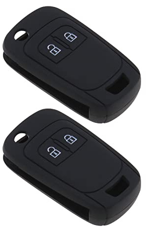 eMagTech Lot de 2 Coques de Protection en Silicone pour clé de Voiture à 2 Boutons Compatible avec Opel Chevrolet Noir