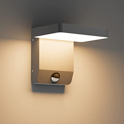 K-Bright LED Außenwandleuchte Aussenleuchte Außenlampe LED Wandleuchte Aussen für Balkon Garten 3000K 1540LM 20W IP65 Waterproof Dunkelgrau(Rechteck)…