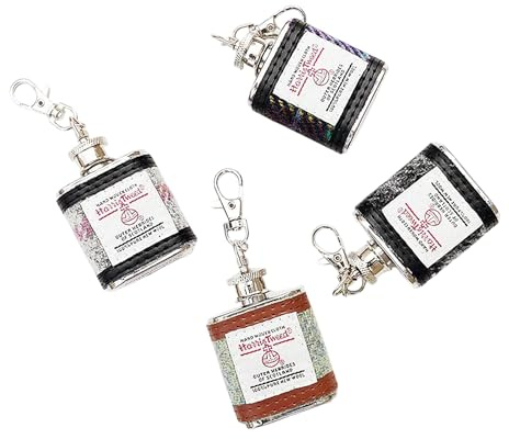 Maia Gifts Harris Tweed Mini Hip Flask Keyring - Assorted Designs - 1 Provided