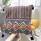 1 Stück Kissenbezüge Boho Kissenbezug Leinen Sofakissen Ethno Kissenhülle mit Quasten 45x45 cm, Makramee Zierkissenbezug Sofa Zierkissen Bunt, Dekokissen kissenbezüge für Wohnzimmer Schlafzimmer (C)