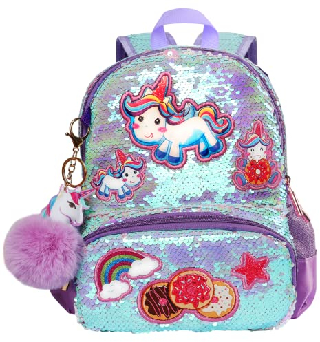 Unicorn Sequins Backpack for Girls,Toddler Kids Schoolbag,Bookbag for Kindergarten Elementary,Gift for Birthday Xmas
