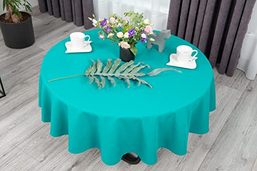 NIBLO Tischdecke Tischläufer Tischtuch Tischwäsche Tischdekoration Tafeltuch (Türkis, Rund Tischdecke - Ø 120 cm)