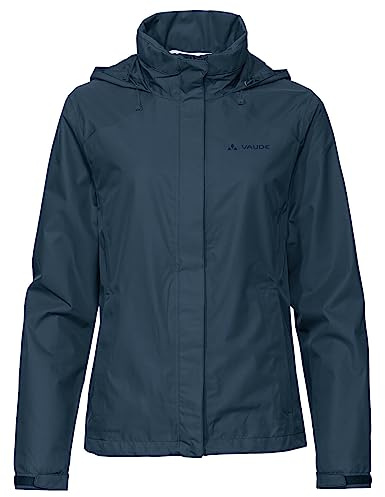 VAUDE Women's Rain Jacket Escape Bike Light dark sea, waterproof outdoor jacket, breathable biking jacket with hood, eco-friendly hiking jacket, XXL