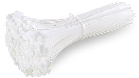 Qrity 200 Pièces Collier de Serrage en Nylon, 3,6mm x 150mm, Attache Câble, Professionnelles Serre-Câbles Blancs, Résistant aux UV, Auto-verrouillage Serre-Câbles pour Maison, Bureau