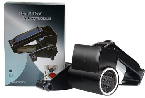 Cheese Grater with Handle, Rotary Cheese Grater,Vegetable, Chocolate, Hard Cheese & Nut Grater, Black