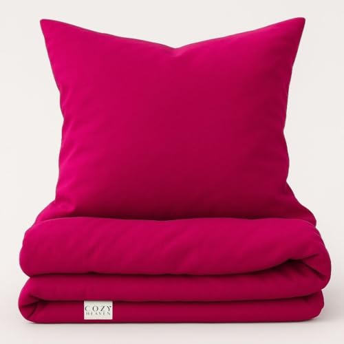 COZY HEAVEN | Luxus Lyocell Bettwäsche (Tencel™) | Gewonnen aus Eukalyptus u.a. | Ultra weich & hochwertig | Hypoallergen | Atmungsaktiv gegen Schweiß | Nachhaltig (135x200 + 40x80, Berry Red)