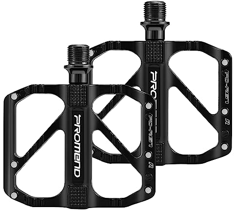 Vusddy MTB Pedale - Fahrradpedale für Mountainbike - Ultraleichte Flat Pedale für Rennrad, Trekkingrad, Stadtrad, E-Bike, BMX - CNC Aluminiumlegierung, 3 Lager, 12 Anti-rutsch Nägel - 9/16 Zoll
