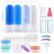 Vexillic Kit de 16 Bouteilles de Voyage Silicone Rechargeables avec Trousse – Bouteilles pour Shampoing, Crème, Cosmétiques – Idéal Voyage en Avion et Soins Personnels. Pratique et Compact. (Blue)