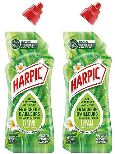 Harpic WC-Gel – Reinigungsmittel Frische von Ailleurs Duft Bambusbohrer mit Anti-Geruchstechnologie – 2 x 750 ml