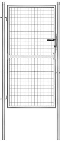 Festnight gartentor Metall Doppeltor Gartentor Doppelflügeltore Metall Gartentür Zauntor Gartenpforte Hoftor Gartenzaun Tor Flügeltor Abschließbar Silbern 105 x200 cm