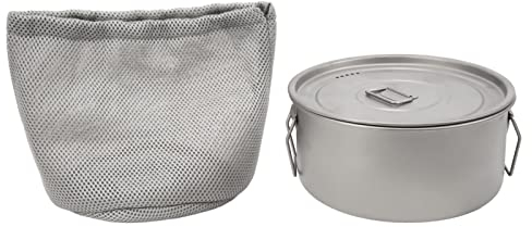 Topyond Olla De Titanio Ultraligera con Mango Plegable - Olla De Camping Ecológica para Cocinar Huevos, Fideos Y Más - Diseño De Borde Redondeado para Un Uso Fácil
