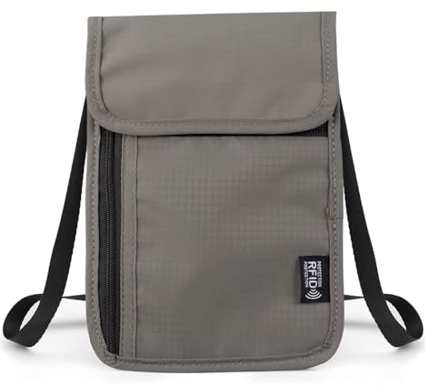 MisFun Brustbeutel, Reisegeldbeutel, Brusttasche mit RFID-Schutz, Reisepass Tasche, Brusttasche zum Umhängen, Brustbeutel Unisex Reisegeldbeutel, für Reise Dokumente und Smartphone