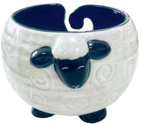 rockible Ceramic Yarn Bowl Knitting Supplies Organizer Knitting Bowl Storage Yarn Ball Holder Yarn Wool with Drills Holes Sheep Shape Yarn Holder Yarn Bowls for DIY Knitting Crochet Accessories