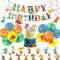 44Pcs Dinosaur Birthday Party Decorations Set for Boy,Dinosaur Party Pack Happy Birthday Banner Dino Latex Balloons Cake Toppers Hanging Spiral for Kids Boys Dino Themed Parties Supplies