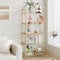 Hzuaneri Regal, Bücherregal aus gehärtetem Glas, schlankes Regal für Schlafzimmer, Badezimmer, Heimbüro, Stahlrahmen, 5 Ablagen Gold BC21599G