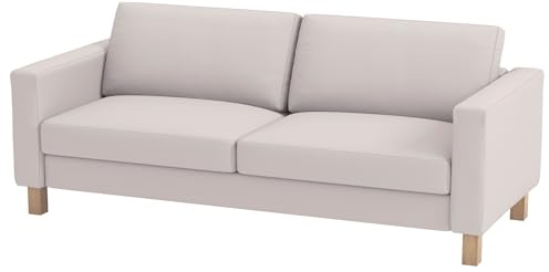Nur Sofabezug. Strapazierfähiger Stoff-Sofabezug für Karlstad Three 3 Sitzer (kein Loveseat. ) (Breite: 205 cm) Bezug, Ersatz, kompatibel mit iKea Karlstad-Schonbezug (Polyester Flachs beige)