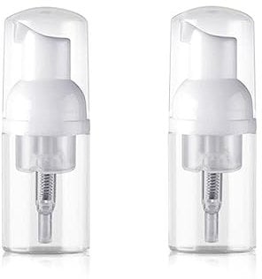 2Pcs 30ml Plastic Foaming Pump Dispenser Empty Clear Foam Bottles Refillable Travel Soap Liquid Bottle for Facial Cleanser Hand Soap Cosmetics