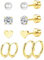 Rienan 5 Paar Titan Ohrringe Damen Titan Ohrringe Ohrringe Titan Ohrringe Gold Goldene Ohrringe Damen für Damen Und Herren, Hypoallergenes Schlafohrring Set (Gold).