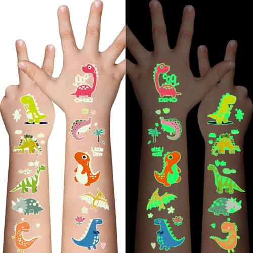 120PCS Dinosaurier Tattoo Kinder, Dino Temporäre Tattoos für Kinder, Wasserdichte Cartoon Kindertattoos Sticker Tatoos Aufkleben für Mädchen Jungen Party Spielspass Mitgebsel Kindergeburtstag