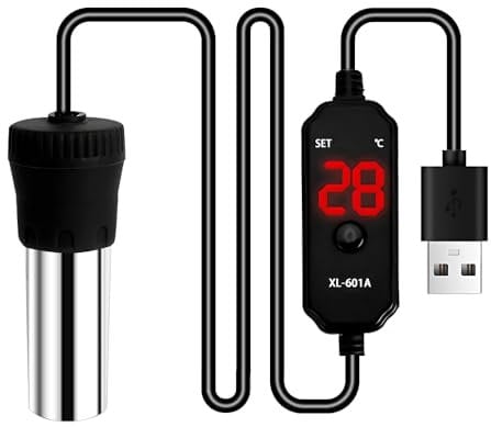 MiOYOOW Aquarium Heizung, 15/25 W USB Mini Aquarium Heizer mit Digitaler LED Temperaturanzeige Aquarium Heizstab für Fischtanks und Aquarium Unter 5L
