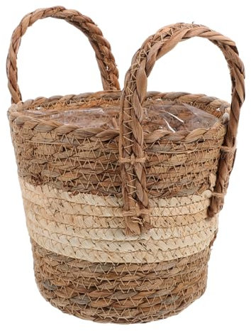 KITANDOVE Panier De Pique- Décoratif pour Extérieur Pot De Fleurs Tissé Jardinière Artisanat en Jonc Taille Compacte pour Magasin De Fleurs Hôtel Et Décoration Intérieure