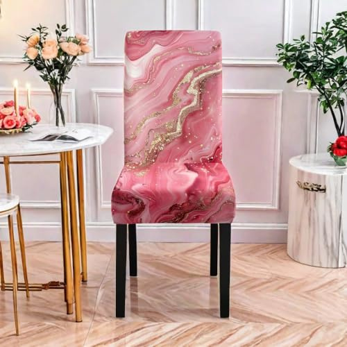 Coprisedie con Schienale 6 Pezzi Oro Marmo Rosa Coprisedia con Schienale Spandex Copri Sedie Lavabile Coprisedie Elasticizzato Copri Sedia Coprisedia Elasticizzati Coprisedia Ufficio