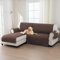 BellaHills 100% Wasserdicht Sofabezug L Form(205cm) Sofa Überzug Ecksofa U Form, rutschfeste Sofaschoner, Superweiche SofaÜberwurf für Wohnzimmer, Braun