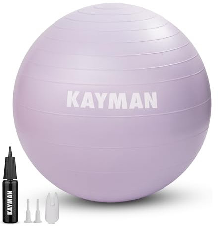 KAYMAN Gymnastikball, 85 cm, Violett – Anti-Burst-System, rutschfeste Ringe, langlebiges Material, leicht aufzublasen, ideal für Yoga, Pilates, Fitness, Balance-Training, Fitnessstudio und