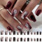 WhaleO Lot de 24 Faux Ongles Faux Ongles Gel Ongles a Coller Faux Ongles à Coller Faux Ongles Reutilisable Ongle Qui Se Colle Faux Ongles Nail Art Faux Ongles French Manucure - Lignes Rouges Foncées