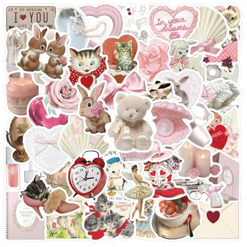 Lilbitty 120 Stück Coquette Kawaii Cute Sticker Pack Set, wasserdichte Vinyl Aufkleber für Laptop, Gitarre, Koffer, Skateboard, Süße Deko Geschenkidee