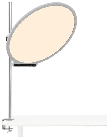 amaran Verge Max 22 Bi-Color Circular Key Light for Desk or Studio, Edge-Lit Soft LED Panel, 2700K–6500K, CRI 96, Front Knob Control & USB-C Power, with Desk Clamp Stand – White
