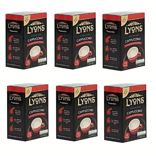 Lyons Premium Instant Coffee Assorted Flavours+ FabFinds Mystery Mug (6, Cappuccino)