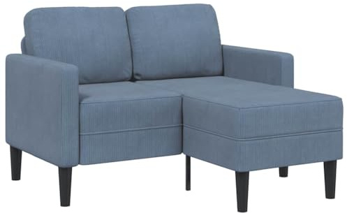 Qnhdfrt Ecksofa 2-Sitzer Blau 125 cm L-Form Leinenbezug Massivholzrahmen Chaiselongue kleines Lounge Sofa für Wohnzimmer Jugendzimmer Esszimmer Balkon