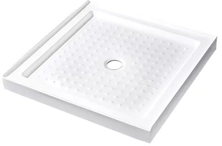 Duschwanne aus dickem Acryl, strukturierte rutschfeste Oberfläche, moderner quadratischer Boden mit zentralem Abfluss, ideal für Badrenovierung und -aufwertung