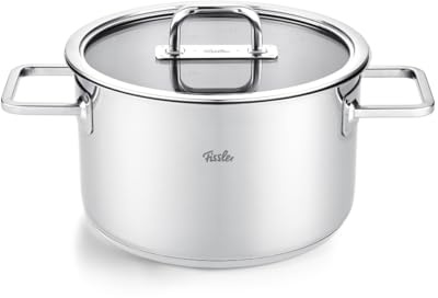 Fissler Viseo Pro/Kochtopf 20 cm mit Glasdeckel – Edelstahl Made in Germany, Superthermic Boden, Messskala, ideal für Pasta, Gemüse & Eintöpfe, Induktion
