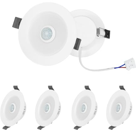LED Einbaustrahler 230V mit Bewegungsmelder,LED Spots 230V mit Tageslichtsensor,6000K Kaltweiß,IP44 Einbaustrahler LED 75mm-85mm Einbauöffnung,ABS,6er Set für Badezimmer Flur Küche Schlafzimmer